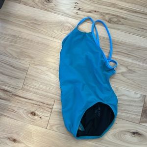 Jolyn one piece green with blue straps, size 26